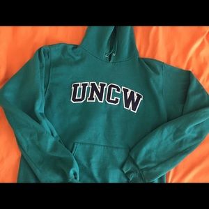 UNCW teal hoodie, unisex small